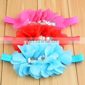 Children's pearl diamond Chiffon headdress flower + hair band neonatal birthday Photography Prop