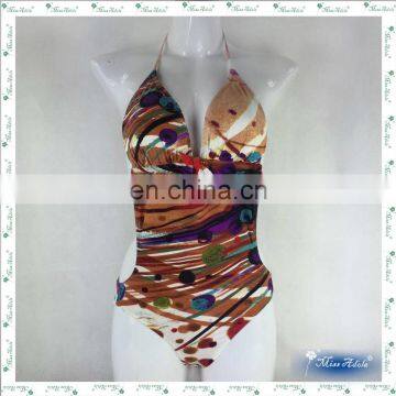 MissAdola sexy micro halter swimsuit illusion bikini brazilian one piece digital print bathing garment woman swimwear (REF-04)