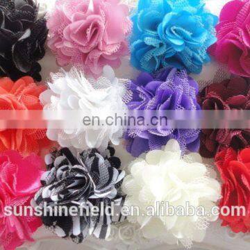 2" Mini Petite Satin Mesh Silk Flowers Charlotte Tulle Puff Flower for Headband Accessories