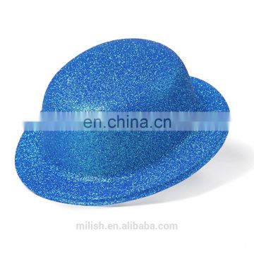 MH-2147 Classic Party kit PVC Blue Plain Plastic Bowler Derby Hat