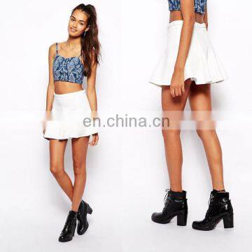 Pure Color Polyester Lady Short Mini Skirt