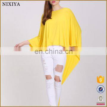 Latest Fashion Long Top Dolman Sleeve Design Short Front Long Back Top