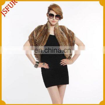 2014 Fashion cardigan rabbit fur gilets with big shawl collar