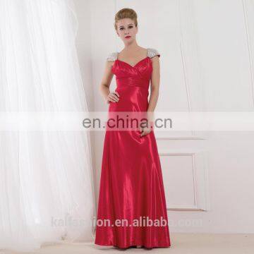 EM9101 Sweetheart Rhinestone cap sleeve Ruched waist Fashionable prom dress