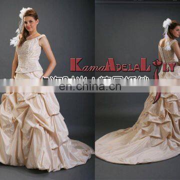 EB626 Elegant A-line ruffle organza wedding gown