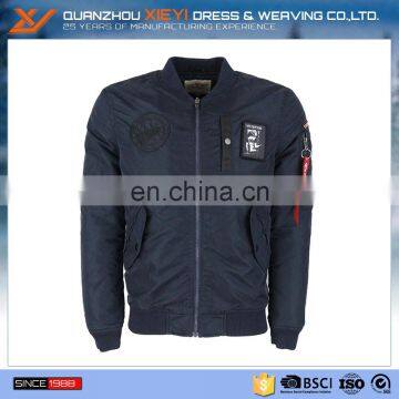 high quality Nylon Plain navy Flight bomber jacket mens