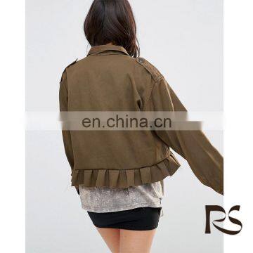 2016 Wholesale Top Woven Raw-cut Hem Fashion Women Coat photo-3