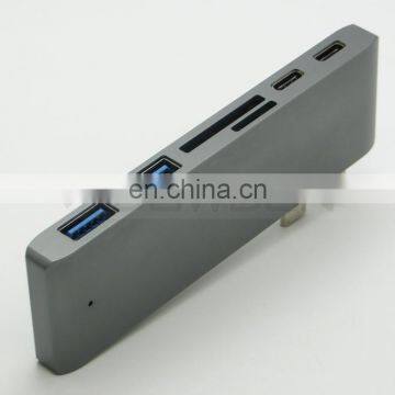 6 In1 Multiport USB Type C Hub With 2 USB 3.0 Port Dual Type-C Charging Port, SD/Micro USB SD Card Reader for Macbook photo-4