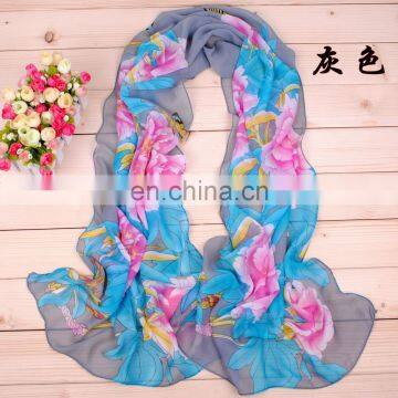 Wholesale New Design Fashion Printing Flora Chiffon Scarf