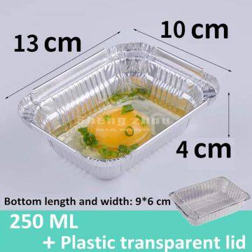 100 Pack Aluminum Pans with Plastic Transparent Lids, Deep Steam Table Pans, Rectangular Aluminum Pans for Cake, Roasting (250 ML)