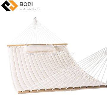 Quilted Fabric Hammock With Pillow and Spreader Bars