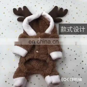 cute Pet dog fleece Clothes Christmas cosplay winter Overcoat cartoon elk