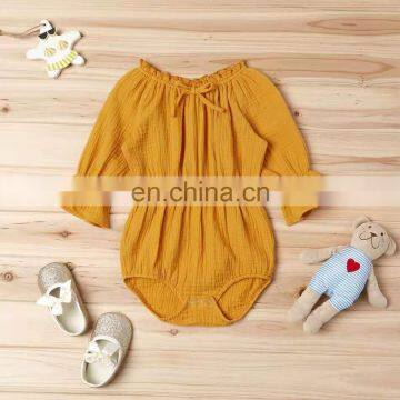 Baby linen clothes natural colour breathable cotton romper