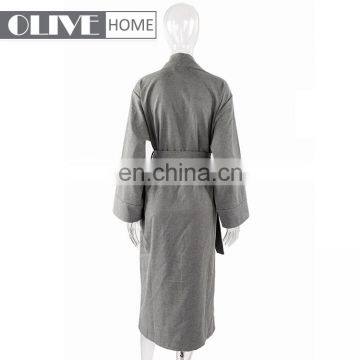 Custom Made Grey French Exquisite Cuffs Shawl Collar Wholesale Bathrobe Hotel for Men photo-2