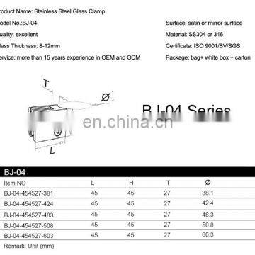 Wholesale Price Square Casting Stainless Steel 316 Handrail Glass Clamp Bracket for Temper Glass photo-5