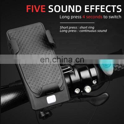4 in 1-cycle Light Flashlight Bike Horn Handlebars Telephone Holder Cycling Including Mobile Power 2000 MAh for Smart Phone