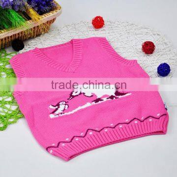 Pink 100% cotton Pullover Knitted Sweaters Vests for School Childern