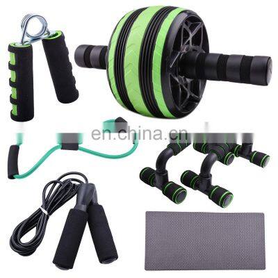 AB Wheel Roller Kit with Push-UP Bar Hand Grip Jump Rope and Knee Pad Abdominal Training Equipment for Home Exercise Workout