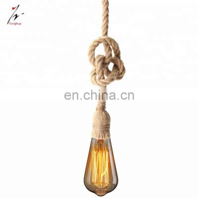 Vintage Industrial Pendant Light E27 Loft Retro Edison Hemp Rope Lamp