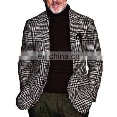 2021 cross-border European and American suits new casual business men's jacket single-breasted slim plaid suit jacket