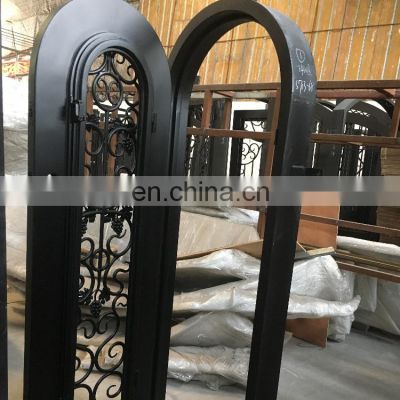 Decorative wrought iron single wine cellar entry doors