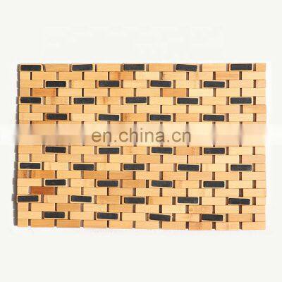 Environmentally Friendly Bamboo Mat Non-slip Rectangular Folding Bathroom Floor Mat photo-3