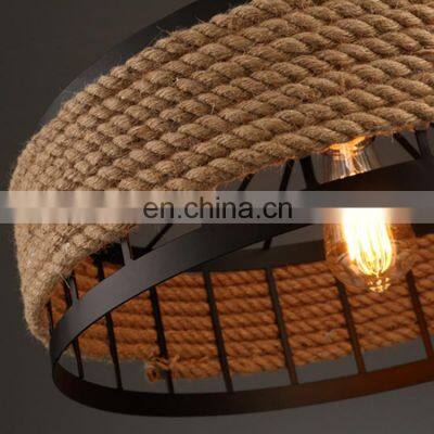 Stylish Hanging Lamp Vintage Hemp Rope Pendant Ceiling Lamp For Decoration Modern Design Metal Pendant Light photo-2
