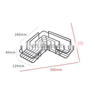 the plaSuction Cup Bathroom Accessories Wrought Iron Shampoo Storage Rack Holder Kitchen Punch Corner Frame Shower Corner Shelf