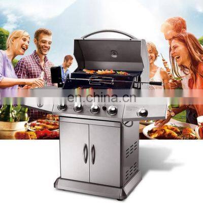 Portable 4 Burner Gas Griller Machine Commercial Smokeless Oven Barbecue Stove Gas Bbq Grill With Side Burner toaster ovensc