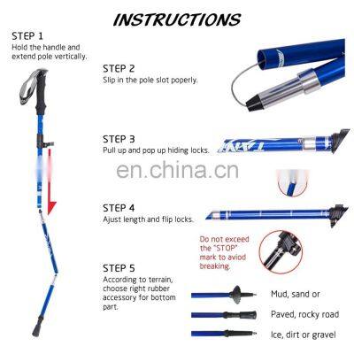 Outdoor Multifunction Walking Stick Trekking Poles Telescopic Fold Crutches Hiking Stick Crutch Elderly Metal Stick Walking Cane photo-2