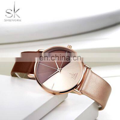 SHENGKE Brown Handwatch Male Female Unisex Wristwatchs Water Proof Quartz Watches Drop Shipping Watchs