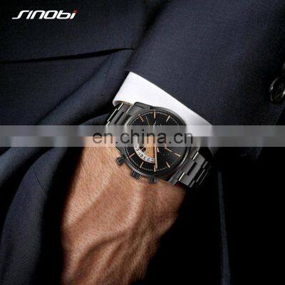 SINOBI Gentleman Business Wristwatches Exquisite Calender Window Display Quartz  Men Classic Watch Jam Tangan Pria S9829G-D