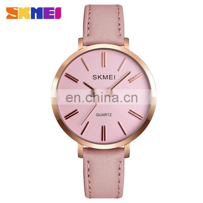 1397 hot selling wholesaler skmei watches quartz men women pink leather wrist hand band fashion watches