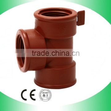 Pipe Fittings PP red Tee Pipe Female Equal Tee 3 way