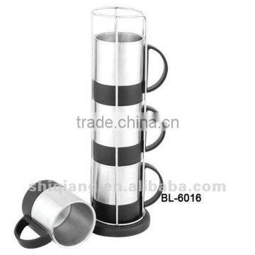 4pcs 220ml double wall stainless steel coffee cups set BL-6016