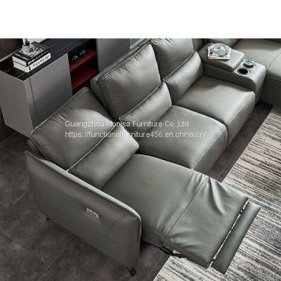 First Layer Cowhide Sofa Living Room Leather Art Intelligent Italian Furniture Corner Small Apartment Sofa Combination photo-3