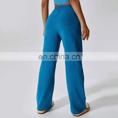 Warm Loose Women Elastic Waist Sweat Pants Custom Unisex Causal Wide Leg Joggers 86rayon 14spandex