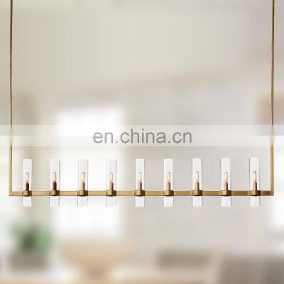 Modern copper industrial style chandelier lighting fixture clear glass shade for living dining room kitchen island foyer lobby