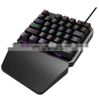 Hot selling one handed game luminous mechanical keyboard, suitable for keyboard and mouse players