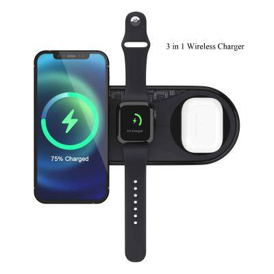 Universal Phone Charger 3 In 1 15W Wireless Charging Pad  For Airpods 2/Pro And Apple Watch Series