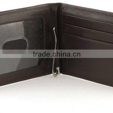 Leather RFID money clip wallet for men cow leather bifold metal money clip