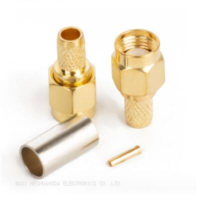 High Quality Full Brass RF Coaxial Straight SMA-J-3 Male Female Positive Electrode Crimp Connector for SYV50-3/RG58/3D-FB/LMR200 Cable photo-2