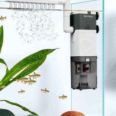 Aquarium Internal Filter 10W, 4 in 1 Small Fish Tank Filters Pump Sponge Filter Ultra Silent Adjustable Submersible Power Filter