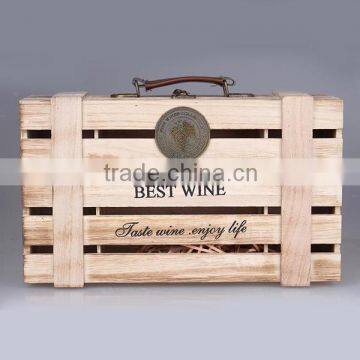 solid woodchips wine box crate for double wine bottles                        
                                                                                Supplier's Choice