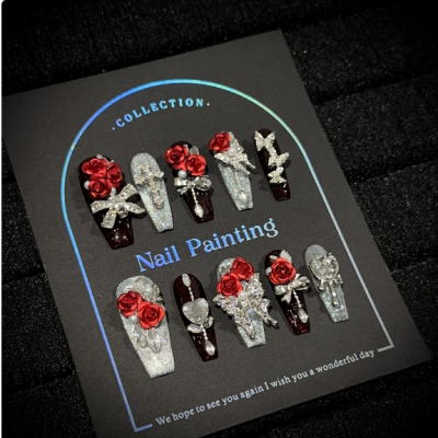 Luxury Leopard Print Press-on Nails With Crystal Accents for Elegant Style photo-5