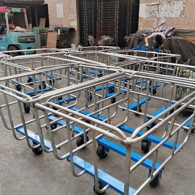 Industrial Steel Mesh Trolley With Reinforced Frame for Laundry and Garment Factories
