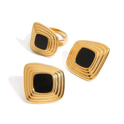 Geometric Gold/Silver Plated Stainless Steel Hoop Earrings - Unisex Couple Jewelry