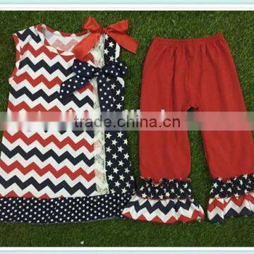 American 4th of July Girls Clothes New Baby Summer Patriotic Clothing Set Infant Girls Dress Outfits photo-4