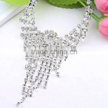 Ladies Sterling Silver Fancy Diamond Necklace Designs for Women Simple Elegant Wedding Dress Set photo-5