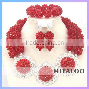 Mitaloo Red Bead Necklace Set Bead Necklace Nigerian African Bead Jewelry Sets MT0002 photo-2